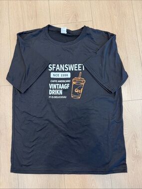 Black Short Sleeve Graphic Tee - Vintage Coffee Print